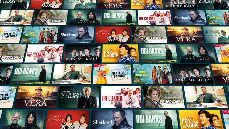 An illustration showing available titles on BritBox