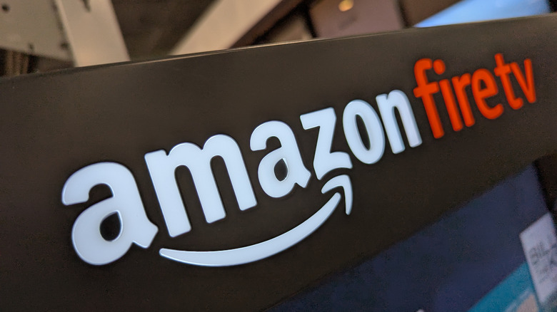 Amazon Fire TV logo on a product display
