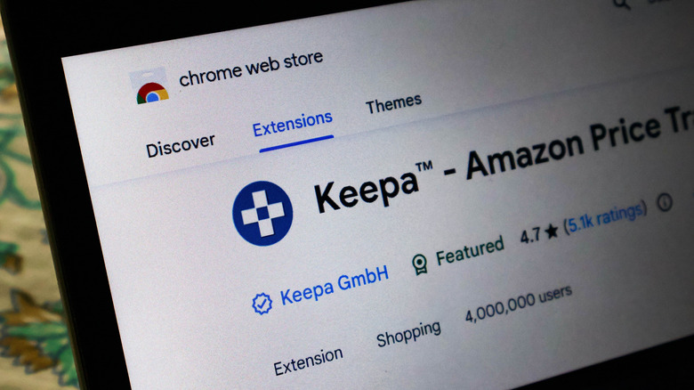 Keepa price tracking app displayed on the screen