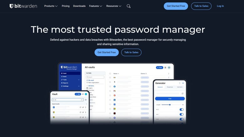 The Bitwarden website