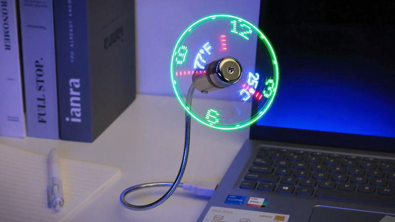 BREIS New USB Clock Fan plugged into laptop on study table