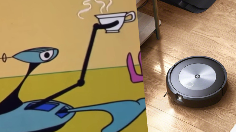 Roomba next to Jetsons robot