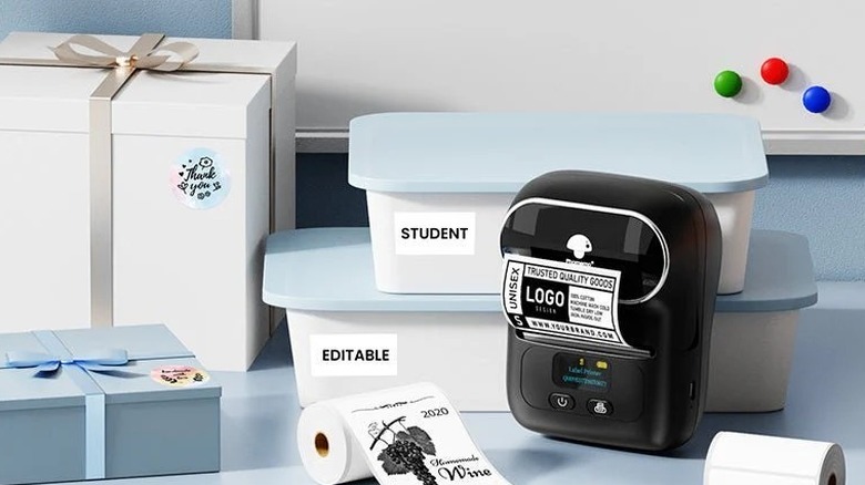 Phomemo M110 Label Maker printing labels for gift boxes and storage boxes