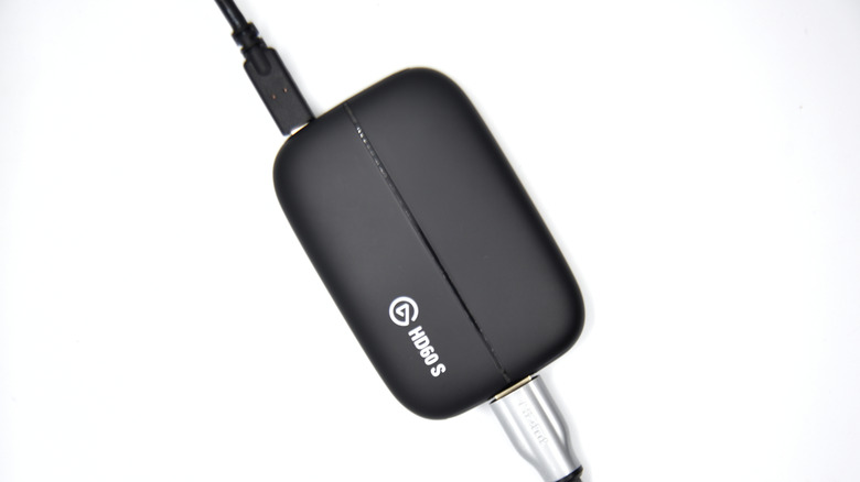 An Elgato HD60 S capture card on a white background.