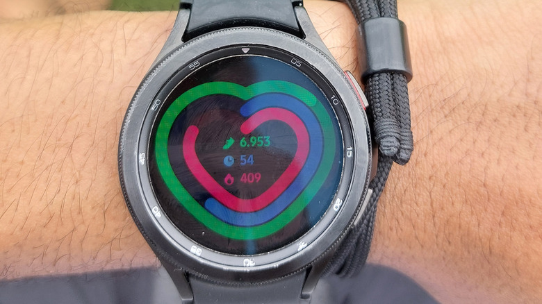 Health metrics displayed on the screen of a Samsung smartwatch