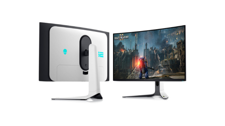 Front and rear view of the Dell Alienware 32-inch 4K QD-OLED Gaming Monitor