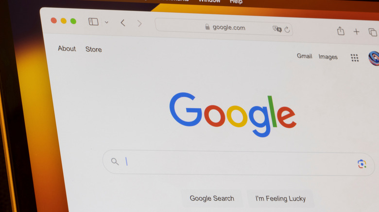 A Google homepage on a laptop