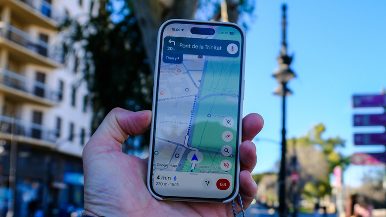 Person using Google Maps to navigate