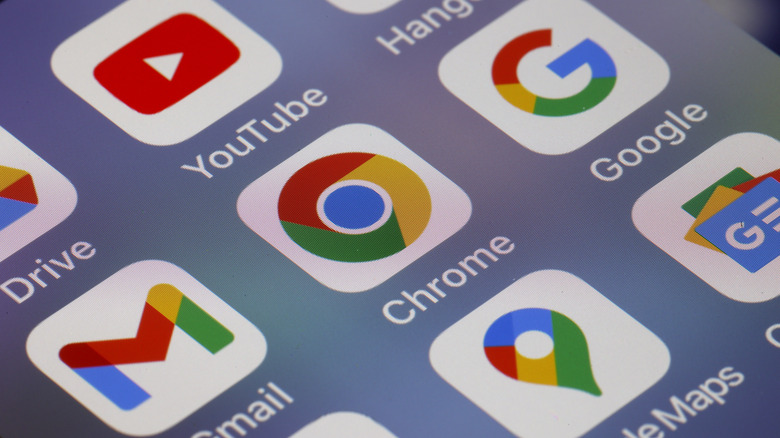 Smartphone screen showing different Google-owned apps