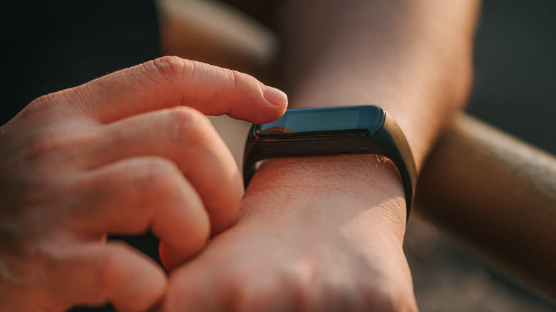 Person wearing a fitness tracker
