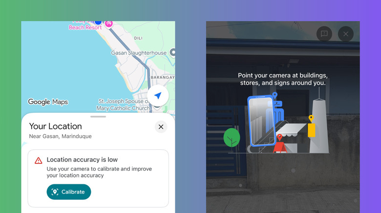 Google Maps showing how to calibrate location