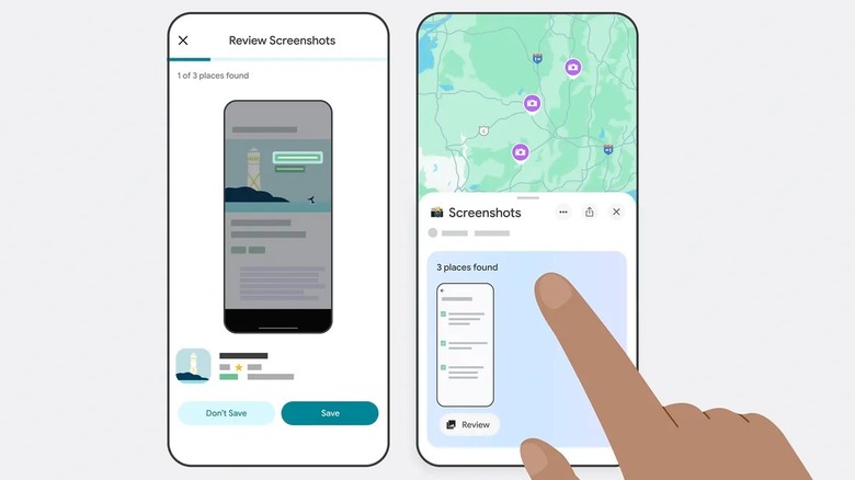 Google Maps showing Screenshots list from screenshots of places