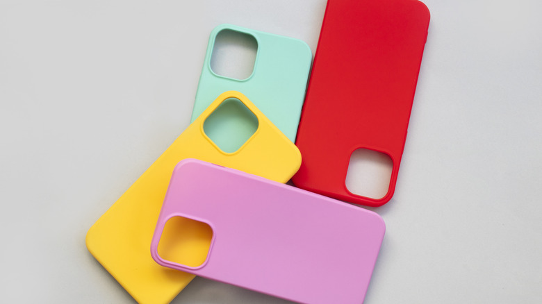 Several multi-colored phone cases