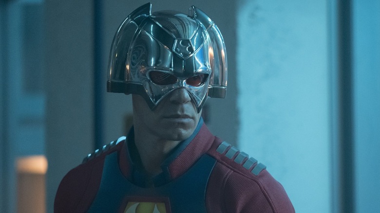 Peacemaker (John Cena) wearing a helmet in Peacemaker