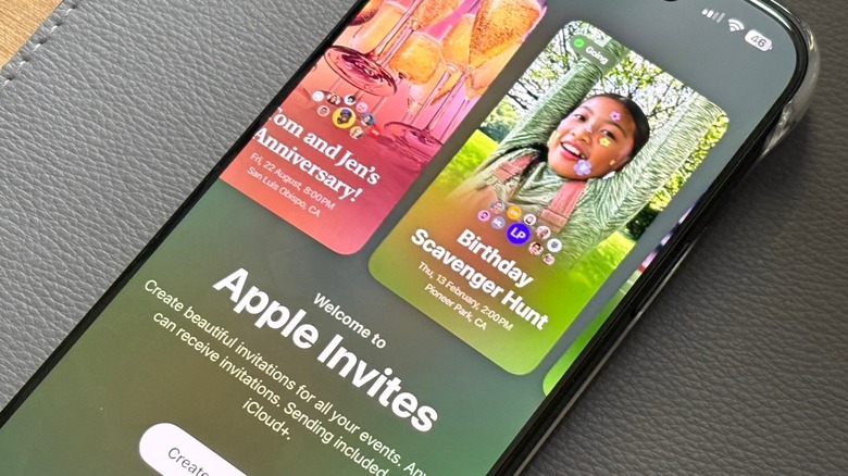 A close-up shot of the Apple Invites app on an iPhone