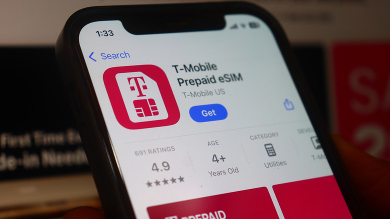 phone screen with T-Mobile app on the iOS App Store