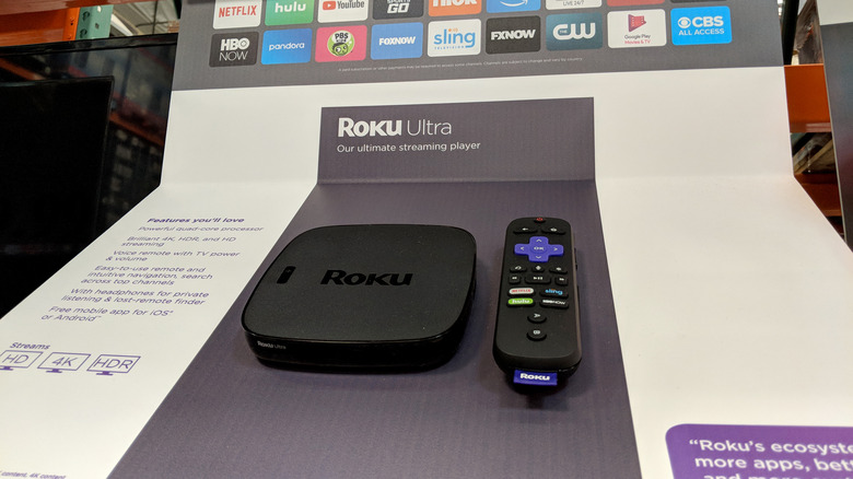 A Roku Ultra on display at a store.