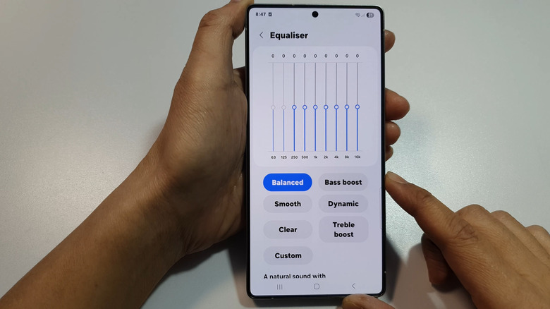 Changing the equalizer settings on Android