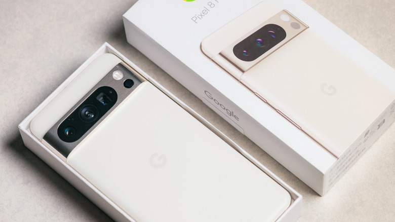 The Pixel 8 Pro on a table.