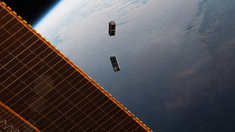 Two Dove satellites seen in space