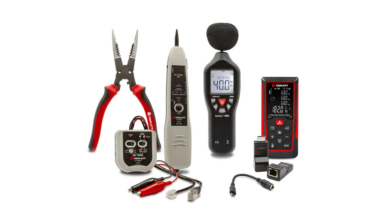 The Triplett home theater installation 5-piece tool kit against a white background