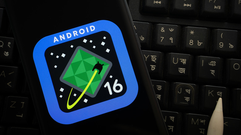 The latest version of Android shown on a mobile phone screen