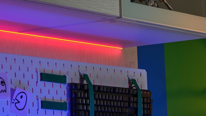 Kabbleka LED Lighting Strip installed above gaming setup for ambient lighting
