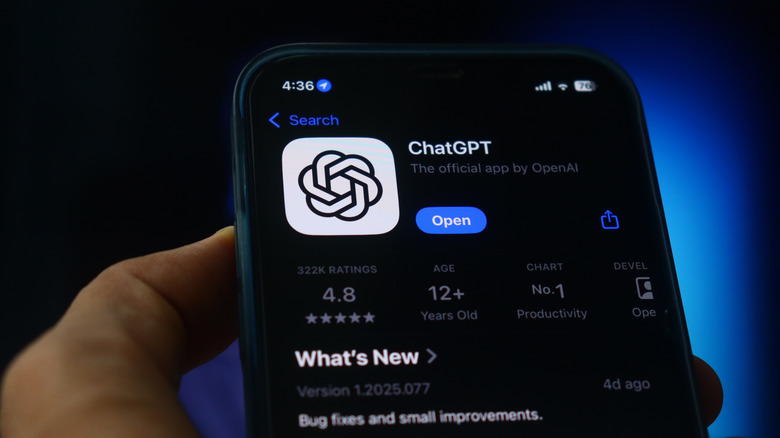 The ChatGPT app shown in the iOS App Store on an iPhone.