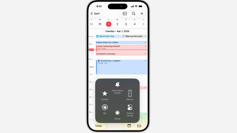 The AssistiveTouch button on an iPhone