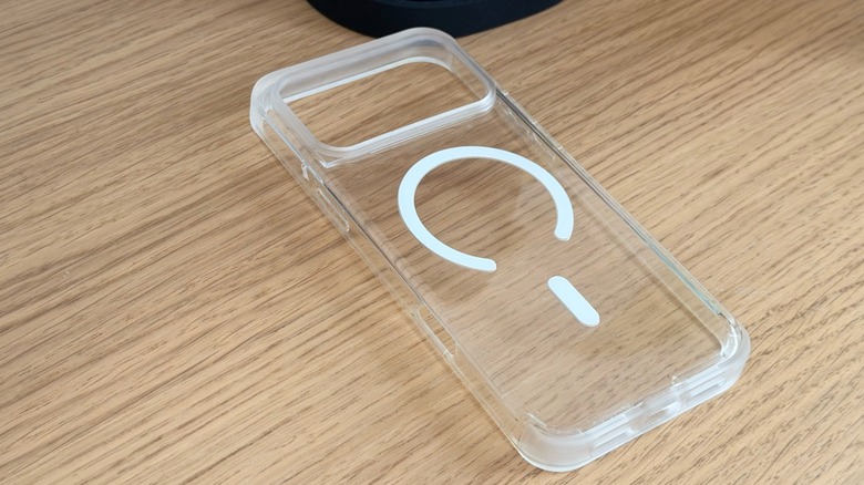 A clear iPhone case on a table