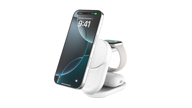 Promotional image of Belkin's 3-in-1 magnetic stand
