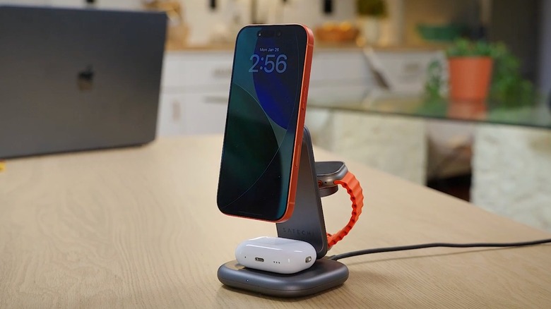 Satechi's 3-in-1 foldable charging pad on a table