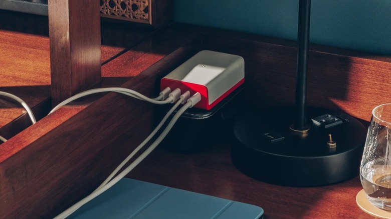 TwelveSouth's charger connected with four USB-C cables