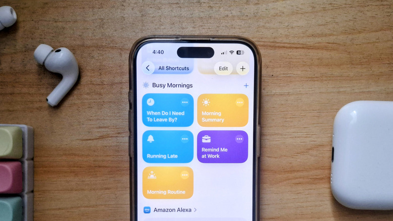 iPhone showing shortcuts for busy mornings