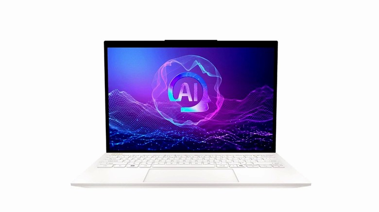 MSI Prestige 13 AI Evo laptop with a white frame and a black screen border