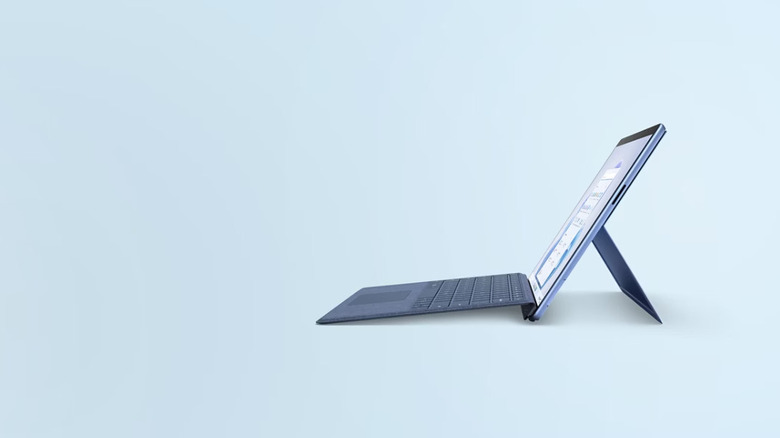The Microsoft Surface Pro 9 sitting on a blue background
