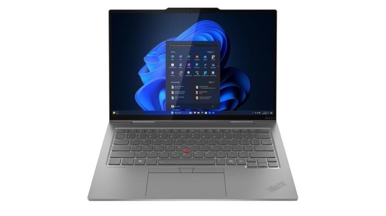 The Lenovo ThinkPad X1, featuring the ThinkPad's signature design with a red TrackPoint and the ThinkPad label on the right side below its keyboard