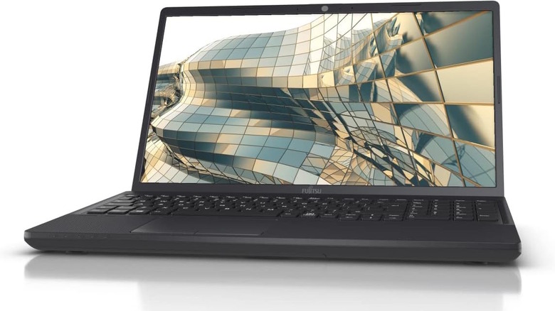 A Fujitsu Notebook Lifebook A3511 front view of the keyboard and screen