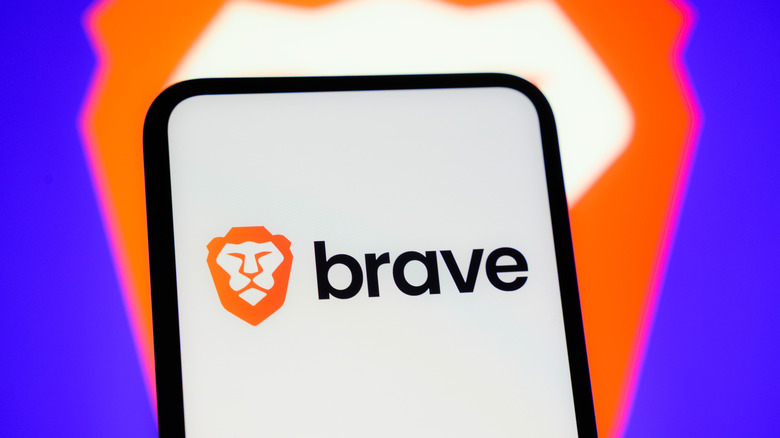 Brave browser logo on a smartphone screen