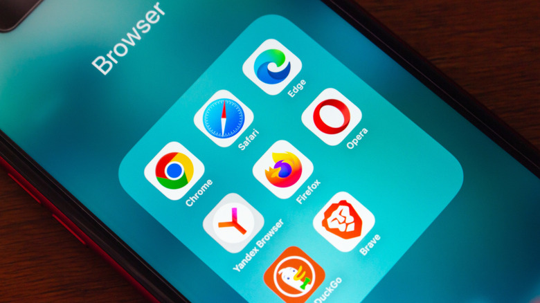 iPhone screen showing different browser apps