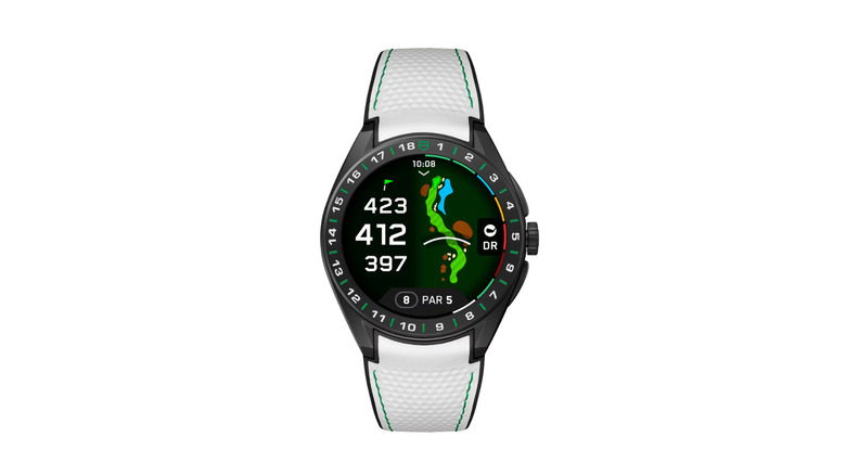 Tag Heuer Connected Calibre E5 Golf Edition smartwatch on white background