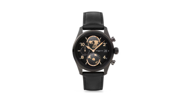Black Montblanc Summit 3 smartwatch on white background