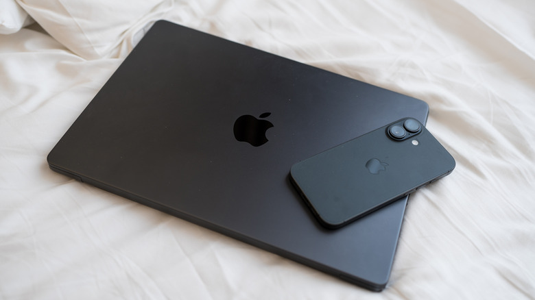 A MacBook and an iPhone