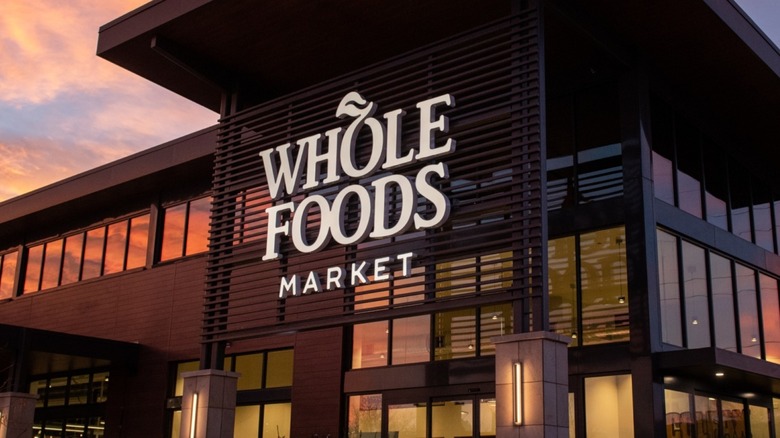 A Whole Foods store during a sunset
