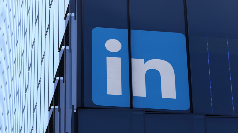 LinkedIn logo on a building