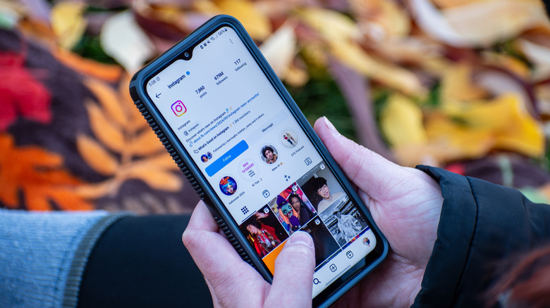 Phone displaying Instagram