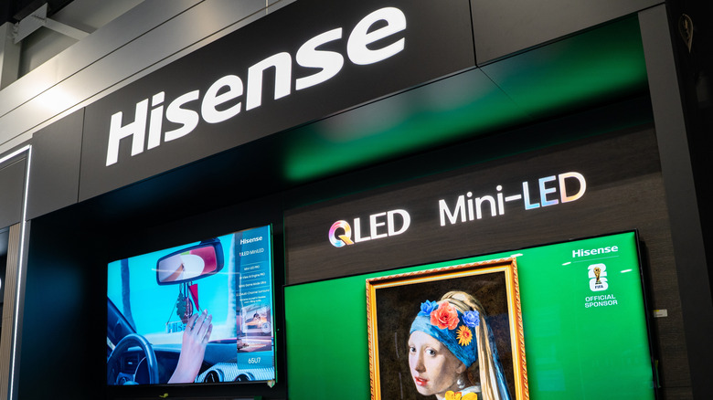 Hisense TVs on display.