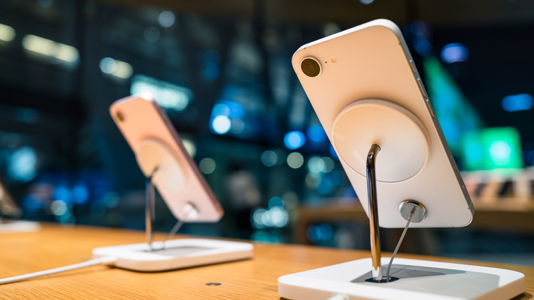 iPhone 17e smartphone on display at a store