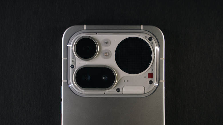 Close-up shot of Nothing Phone (4a) Pro's rear camera array