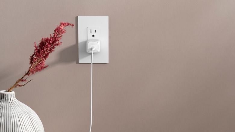 Belkin BoostCharge Compact USB-C Charger plugged in to wall outlet